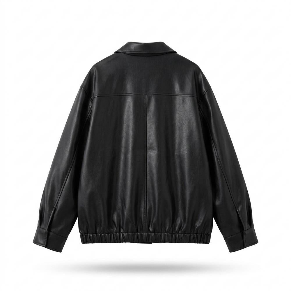 Gentleman Code - Tuwol | Übergroße Glatte Lederjacke Unisex