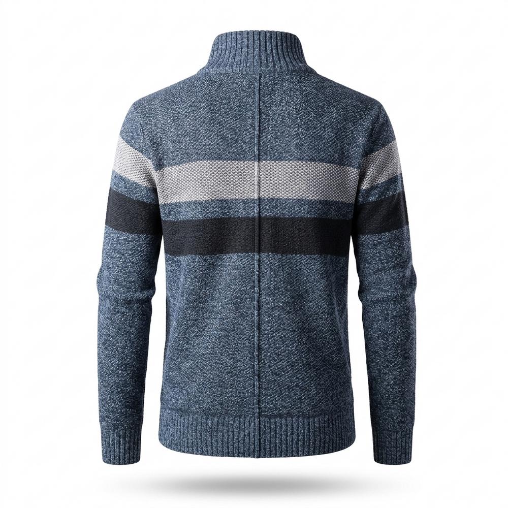 Gentleman Code - Cikir | Melierte Gestreifte Strickjacke Herren