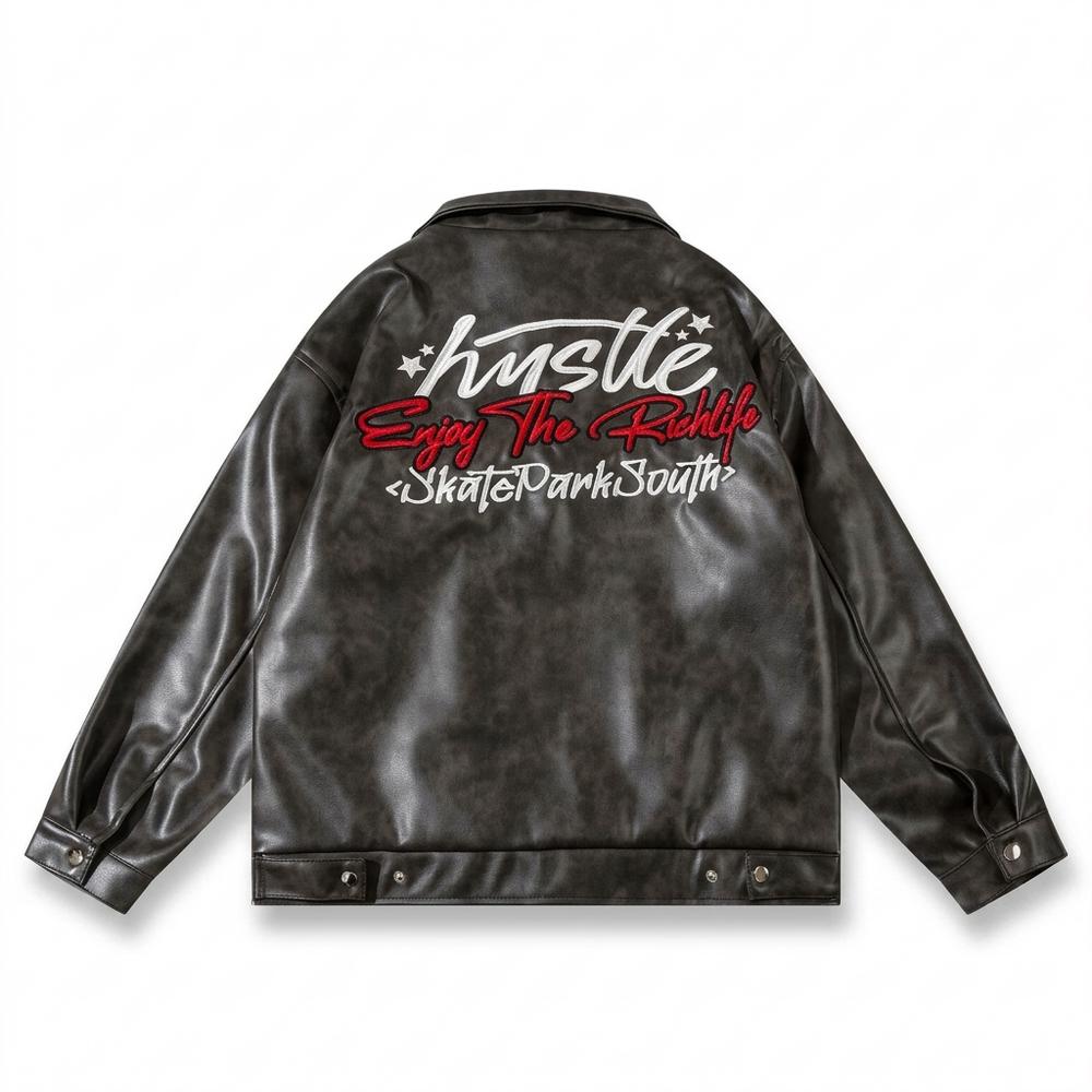 Gentleman Code - Dezet | Gerade Geschnittene Strukturierte Lederjacke Unisex