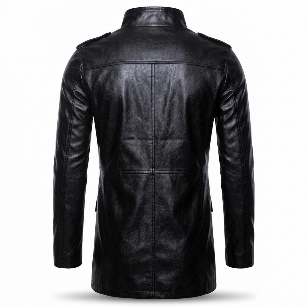 Gentleman Code - Sanav | Langgeschnittene Hochgeschlossene Lederjacke Herren