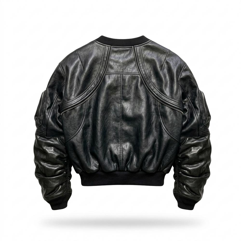 Gentleman Code - Yizek | Geraffte Strukturierte Lederjacke Unisex