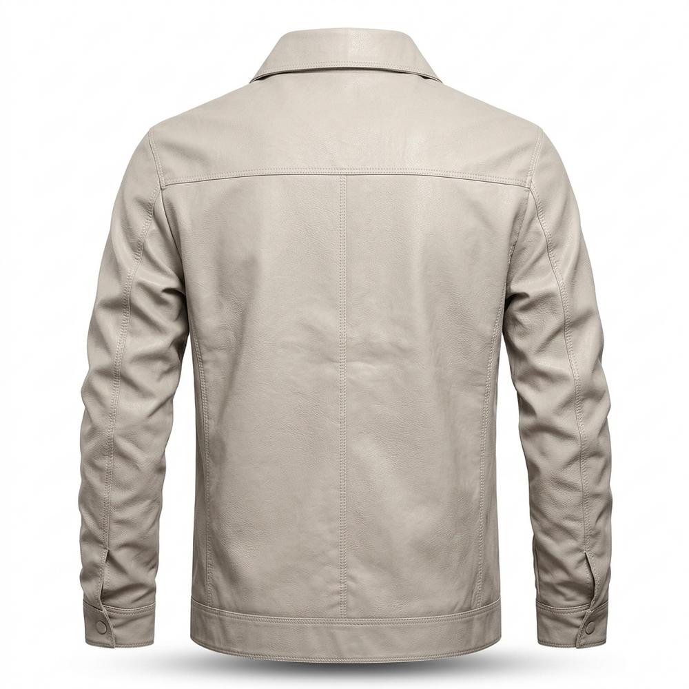 Gentleman Code - Nezad | Geknöpft Glatt Lederjacke Herren