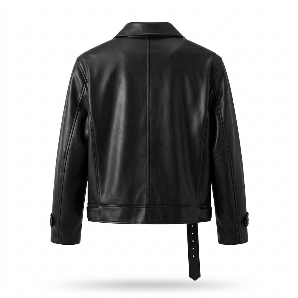 Gentleman Code - Muban | Glatte Reißverschließbare Lederjacke Herren