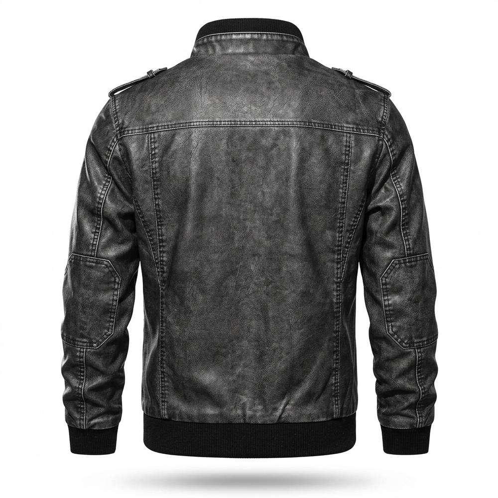 Gentleman Code - Momen | Gefütterte Stehkragen Lederjacke Herren