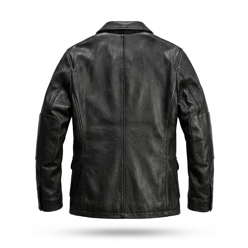 Gentleman Code - Calal | Genarbte Geknöpfte Lederjacke Herren