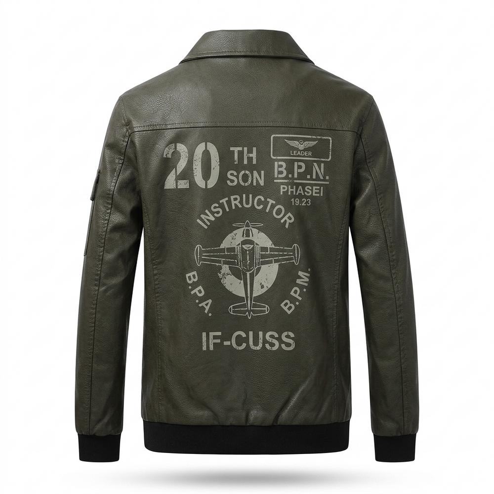 Gentleman Code - Zenor | Bestickt Gerippt Lederjacke Herren