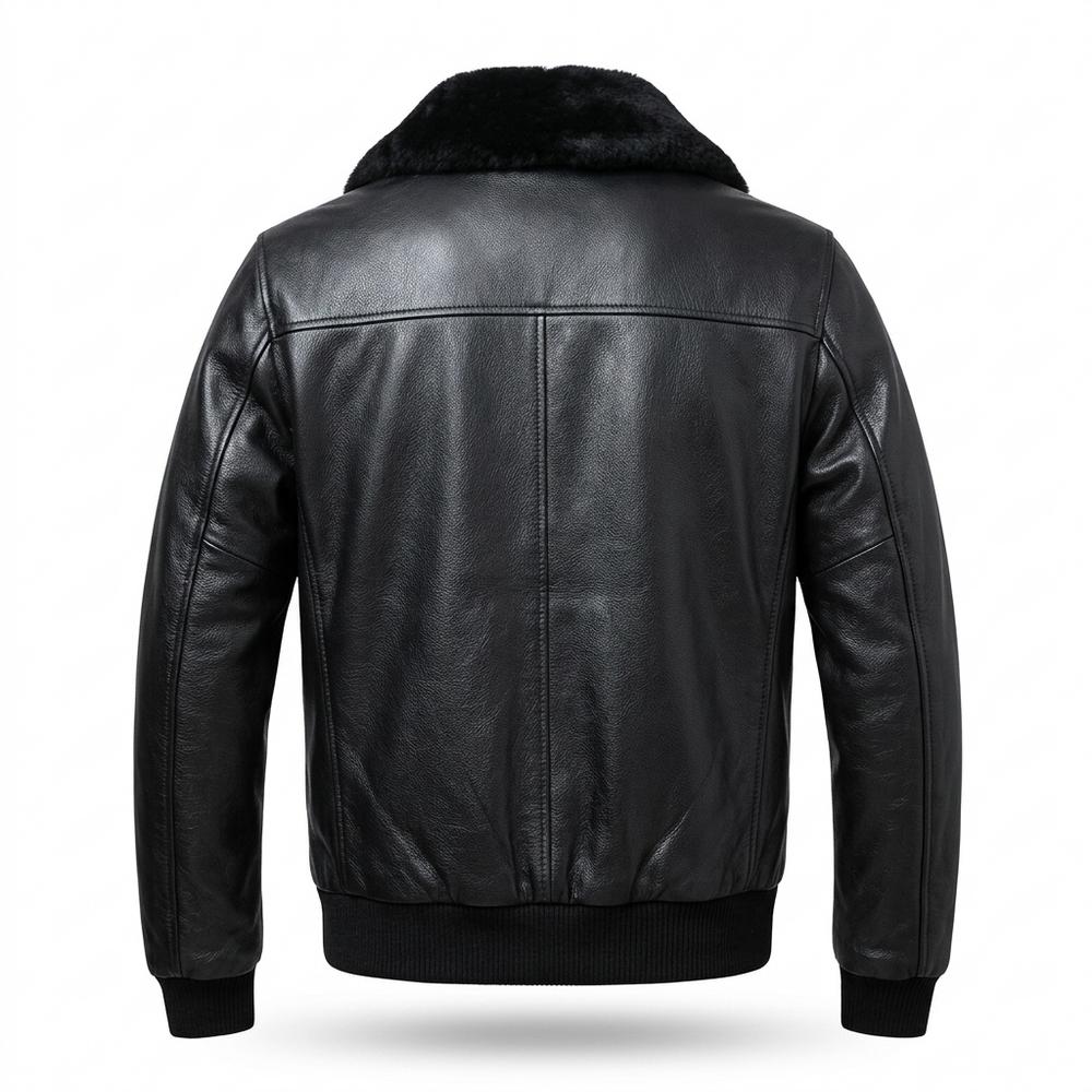 Gentleman Code - Vivan | Gefüttert Fellkragen Lederjacke Herren