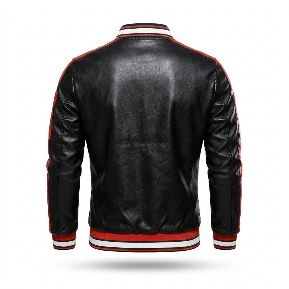 Gentleman Code - Euvad | Gestreifte Taillierte Lederjacke Herren