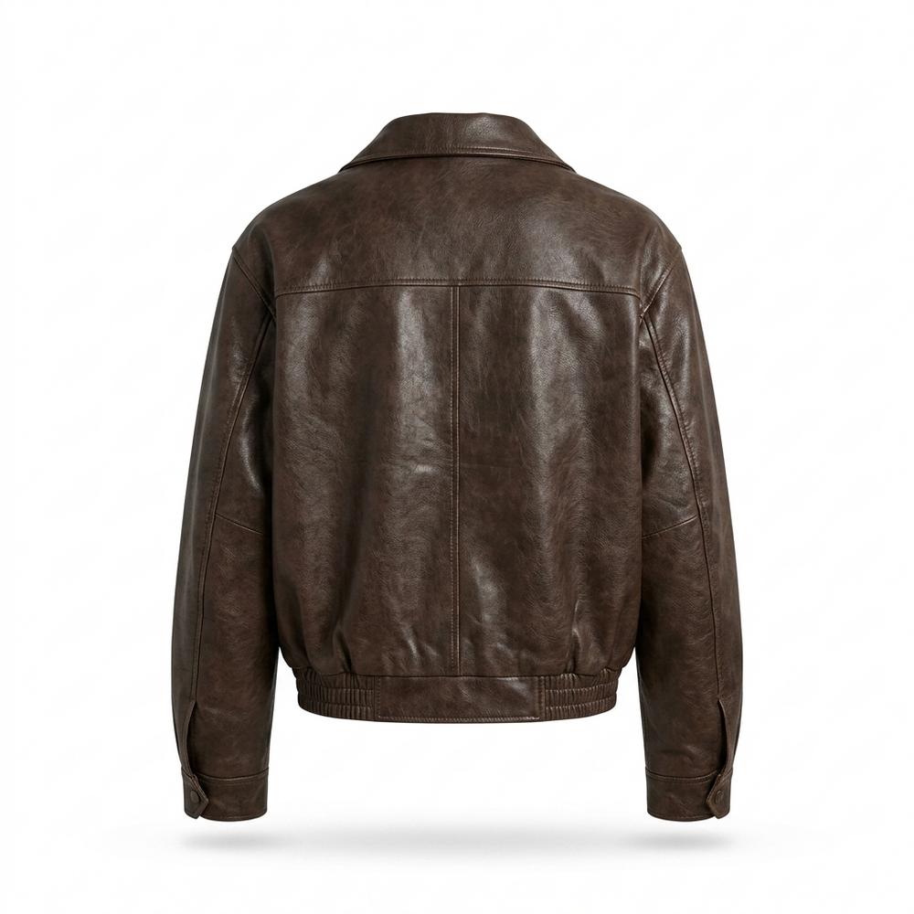 Gentleman Code - Tarit | Locker Geschnittene Reißverschluss Lederjacke Damen