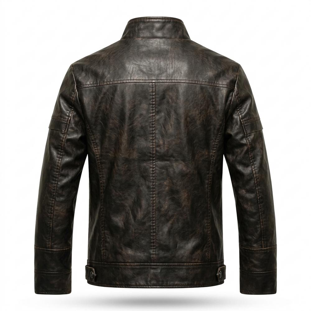 Gentleman Code - Vasin | Figurbetont Gewaschen Lederjacke Herren