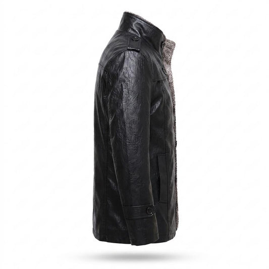 Gentleman Code - Vawos | Gefütterte Geknöpfte Lederjacke Herren