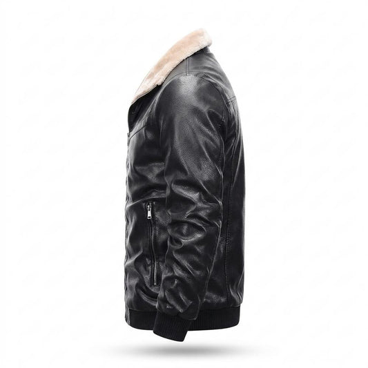 Gentleman Code - Sosam | Gefütterte Gekrispelte Lederjacke Herren