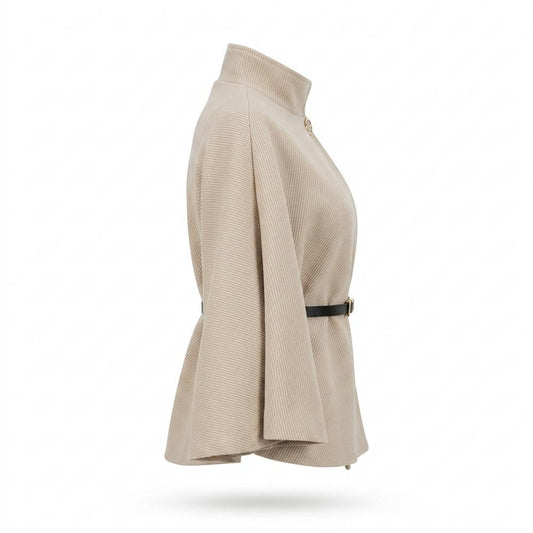 Gentleman Code - Yepav | Hochgeschlossener Gerippter Mantel Damen