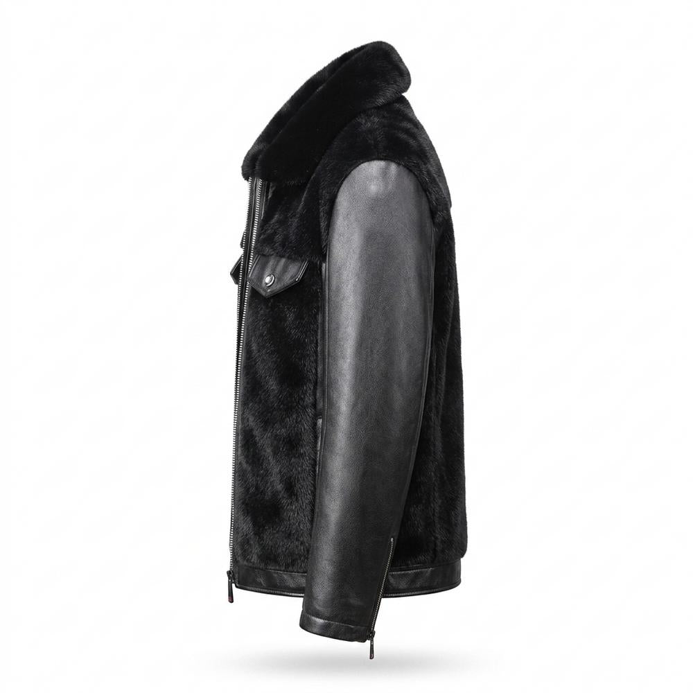 Gentleman Code - Vegit | Fellbesetzt Gefüttert Lederjacke Herren