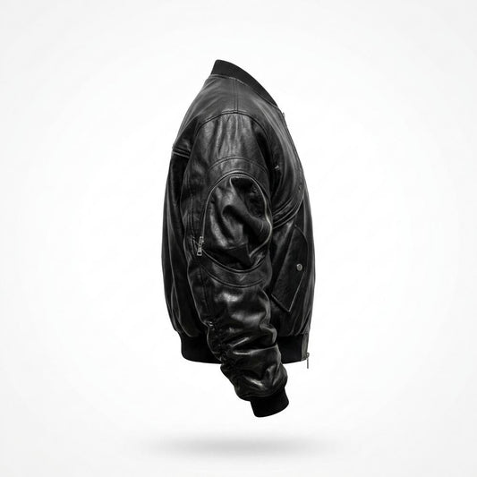 Gentleman Code - Yizek | Geraffte Strukturierte Lederjacke Unisex