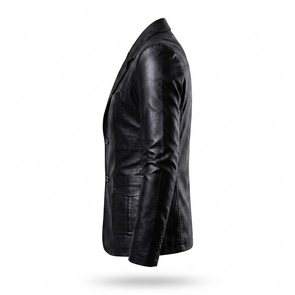 Gentleman Code - Riwon | Tailliert Geknöpft Lederjacke Herren