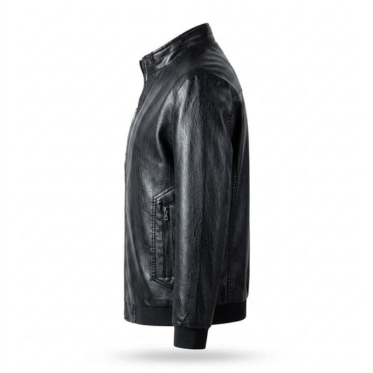 Gentleman Code - Zimim | Strukturierte Gefütterte Lederjacke Herren