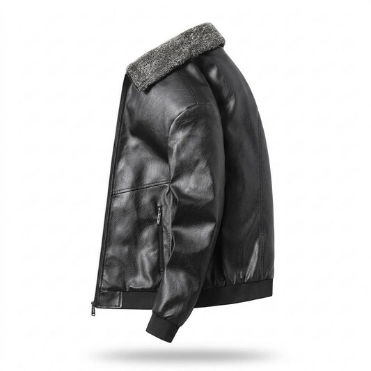 Gentleman Code - Ligit | Gefütterte Pelzbesetzte Lederjacke Herren