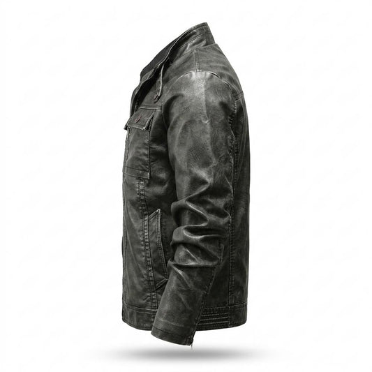 Gentleman Code - Kokom | Gefüttert Strukturiert Lederjacke Herren