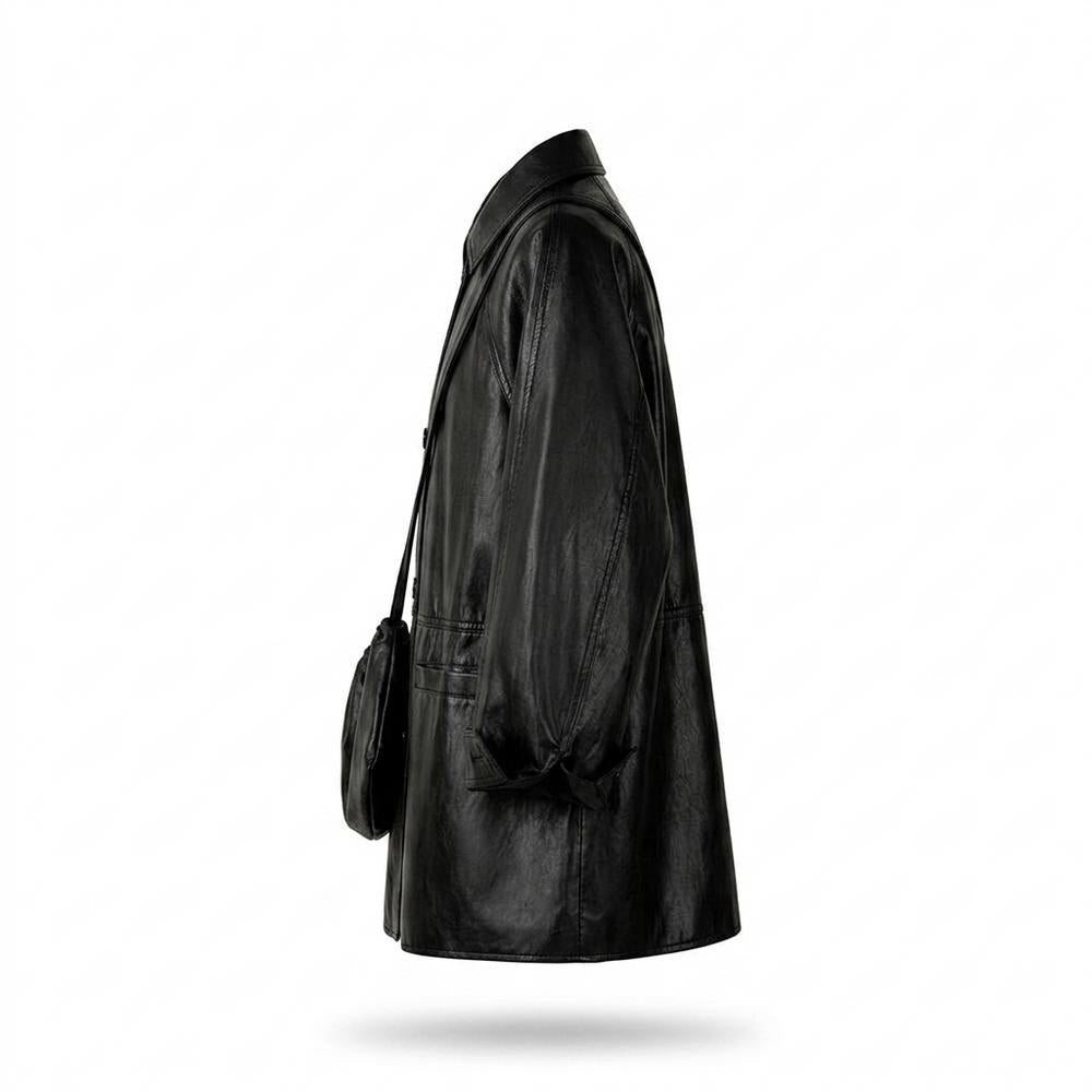 Gentleman Code - Eedan | Geknöpft Oversized Ledermantel Unisex