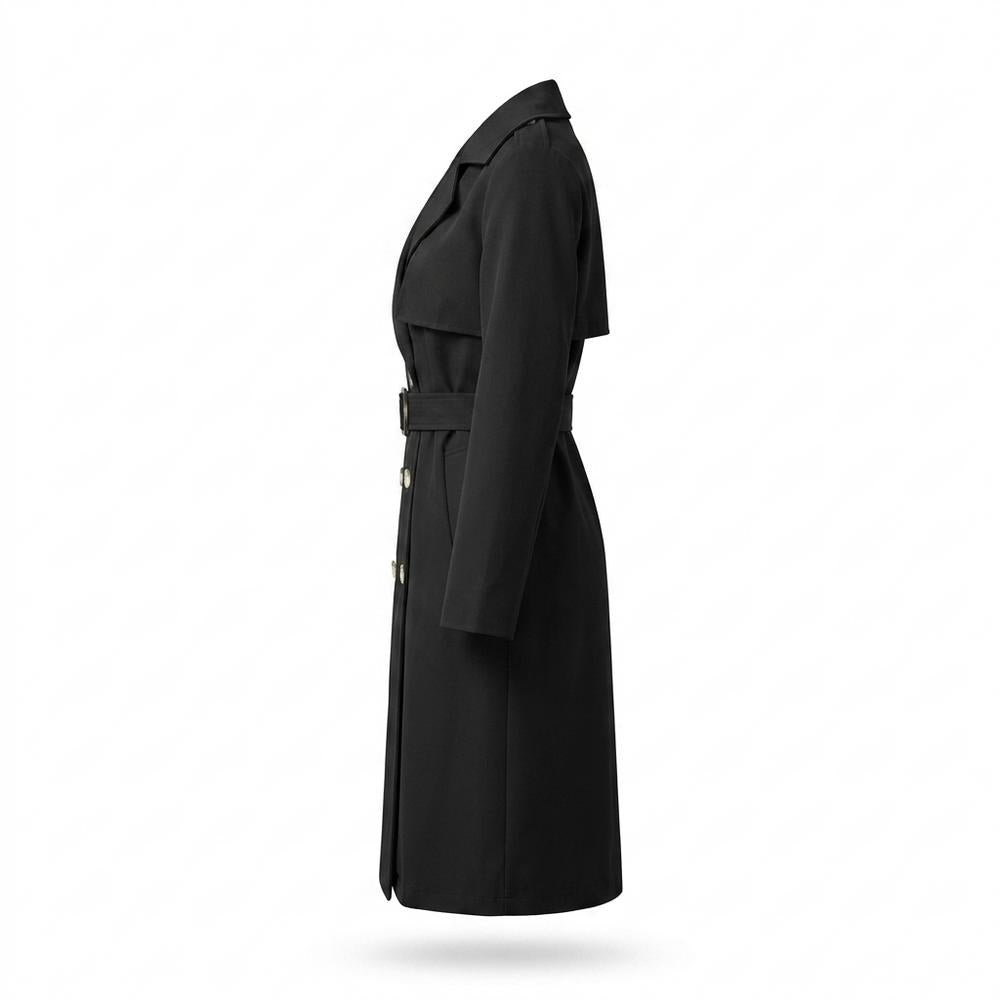 Gentleman Code - Eabil | Zweireihiger Gegürteter Mantel Damen