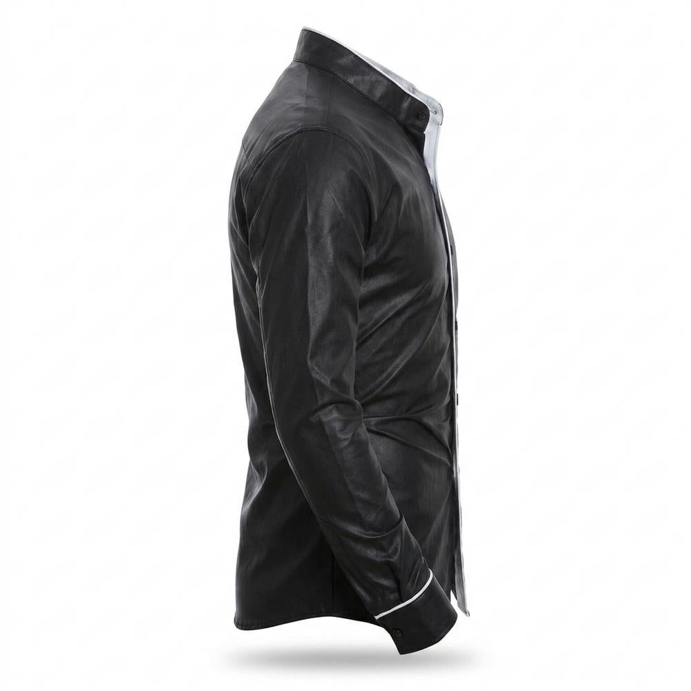 Gentleman Code - Eavis | Tailliert Gepaspelt Lederjacke Herren