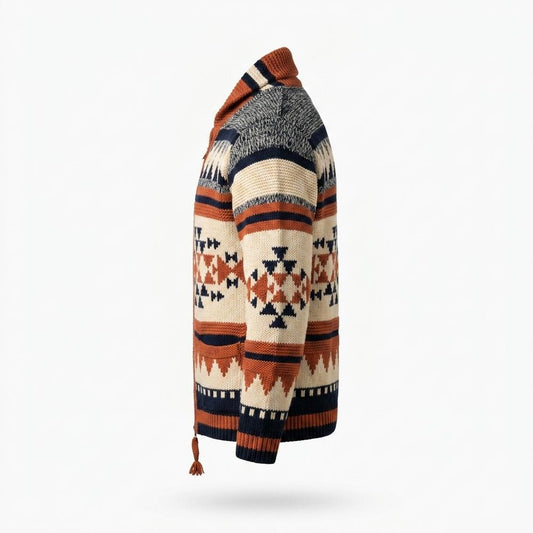 Gentleman Code - Yuhik | Gemusterte Grobstrick Strickjacke Herren