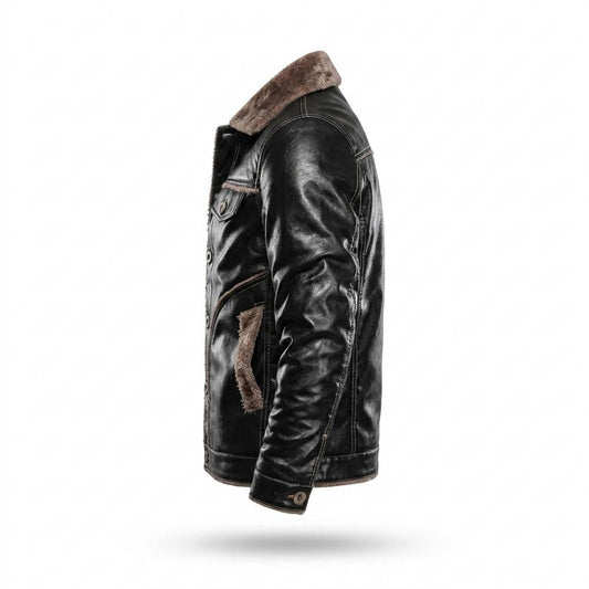 Gentleman Code - Velan | Gefüttert Geknöpft Lederjacke Herren