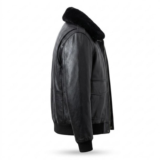 Gentleman Code - Vivan | Gefüttert Fellkragen Lederjacke Herren