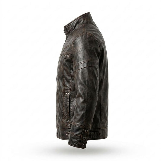 Gentleman Code - Vasin | Figurbetont Gewaschen Lederjacke Herren