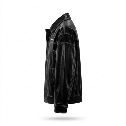 Gentleman Code - Kehom | Glänzend Kontrastgesteppt Lederjacke Unisex