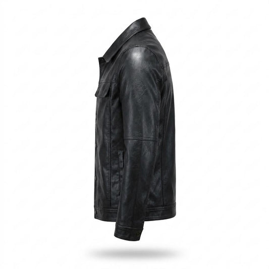 Gentleman Code - Rezem | Geknöpft Tailliert Lederjacke Herren