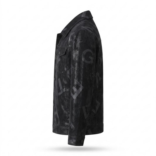 Gentleman Code - Muvom | Bedruckt Strukturiert Lederjacke Herren
