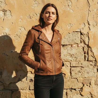 Gentleman Code - Elvani | Stilvolle wetterfeste Lederjacke Damen