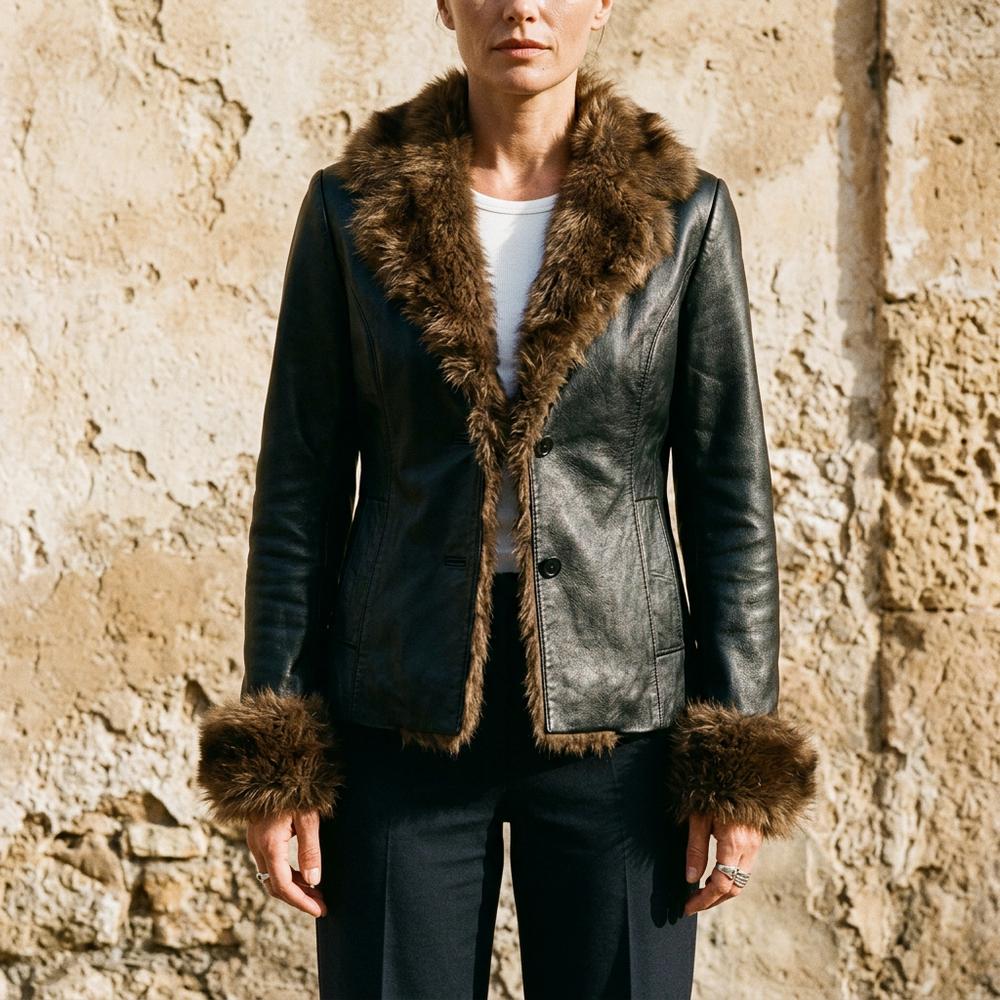 Gentleman Code - Tilev | Pelzbesetzte Leder Jacke Damen