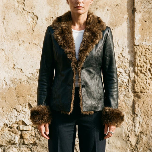 Gentleman Code - Tilev | Pelzbesetzte Leder Jacke Damen