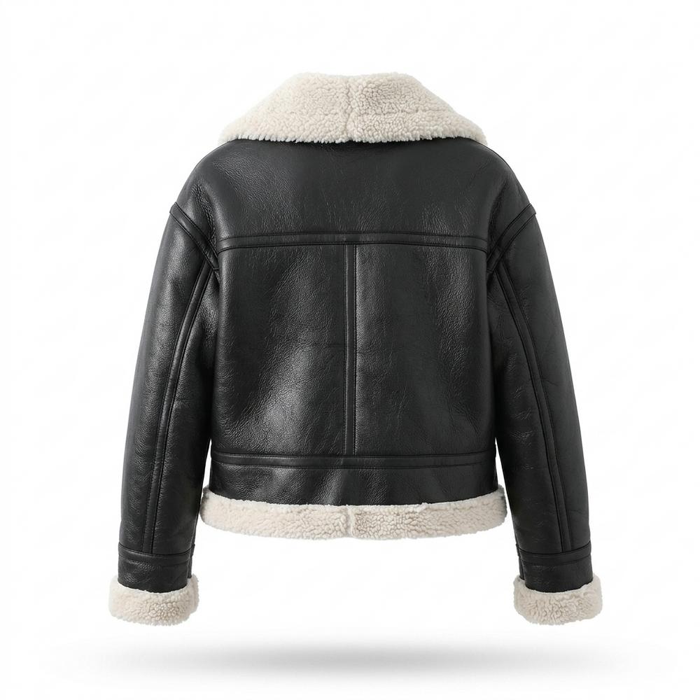 Gentleman Code - Nezid | Gefüttert Kurzgeschnitten Lederjacke Damen