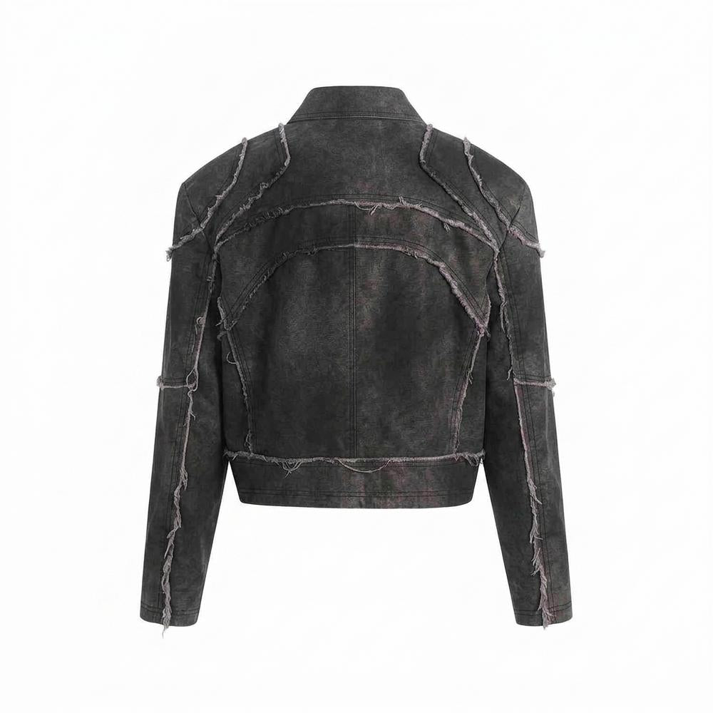 Gentleman Code - Zuhut | Dekonstruiert Kurzgeschnitten Lederjacke Unisex