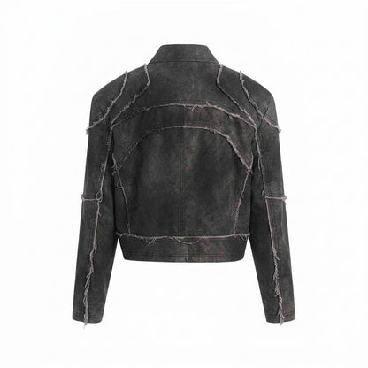 Gentleman Code - Zuhut | Dekonstruiert Kurzgeschnitten Lederjacke Unisex