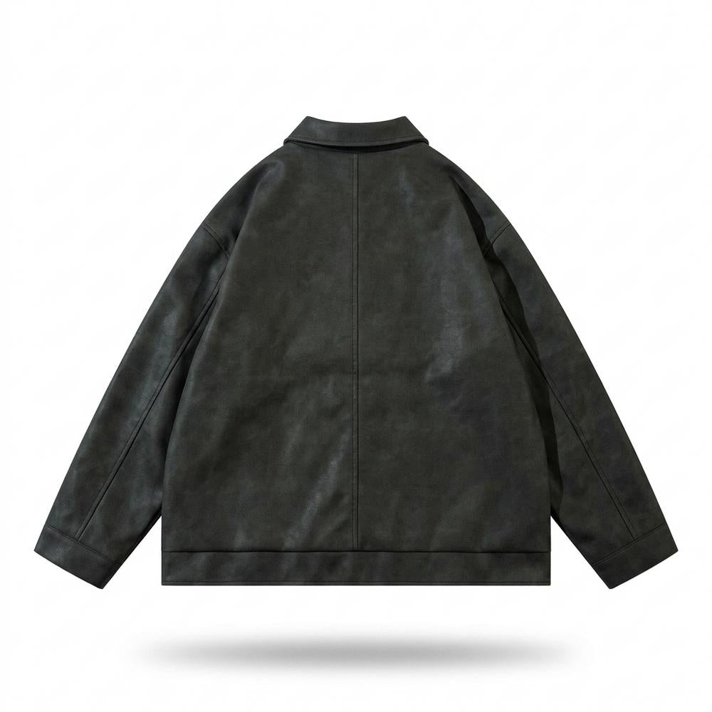 Gentleman Code - Linus | Bestickte Strukturierte Lederjacke Unisex