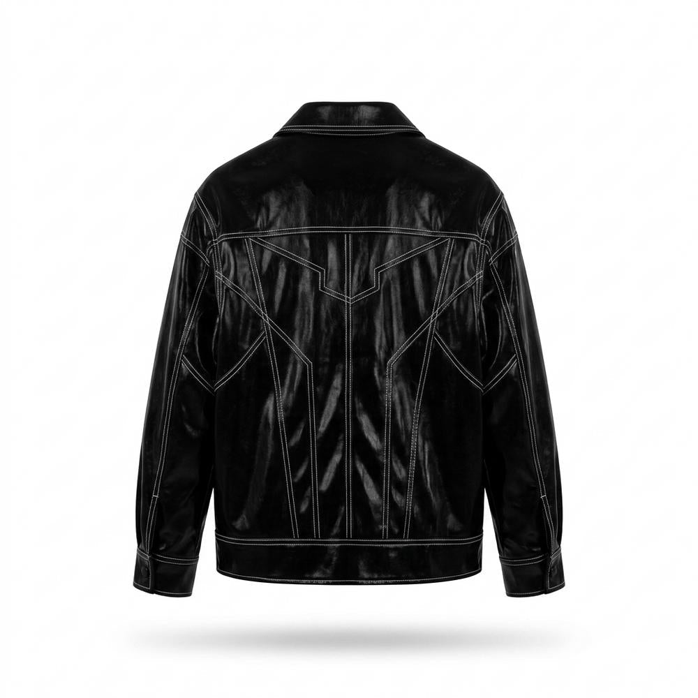 Gentleman Code - Kehom | Glänzend Kontrastgesteppt Lederjacke Unisex