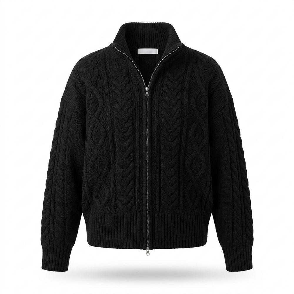 Gentleman Code - Lunot | Hochgeschlossene Strukturierte Strickjacke Damen