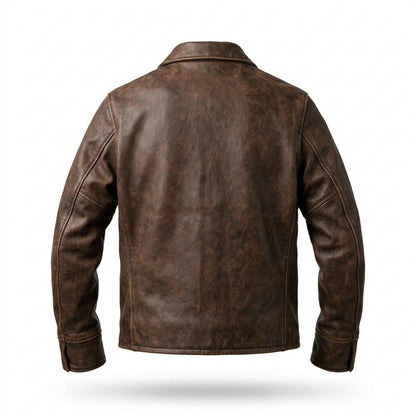 Gentleman Code - Sofin | Gepatiniert Robust Lederjacke Herren