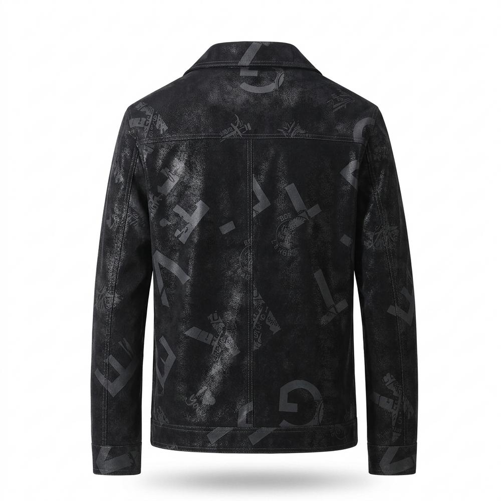 Gentleman Code - Muvom | Bedruckt Strukturiert Lederjacke Herren