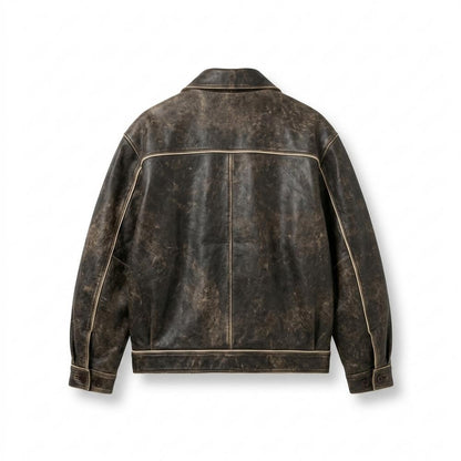 Gentleman Code - Tavok | Patiniert Oversized Lederjacke Unisex