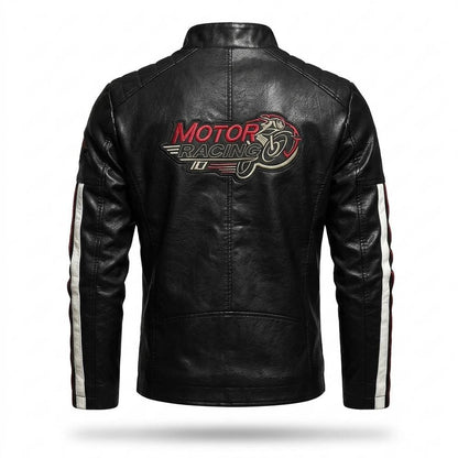 Gentleman Code - Takuk | Gestreift Tailliert Lederjacke Herren