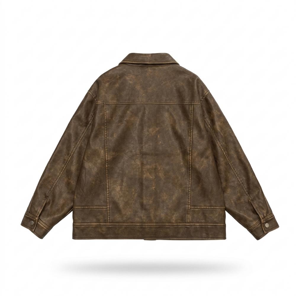 Gentleman Code - Zipas | Gewaschen Geknöpft Lederjacke Unisex