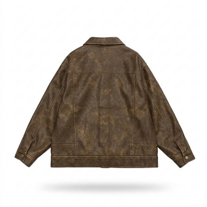 Gentleman Code - Zipas | Gewaschen Geknöpft Lederjacke Unisex