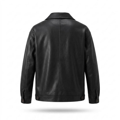 Gentleman Code - Talev | Geknöpfte Aufgesetzte Lederjacke Herren