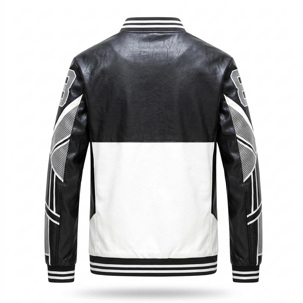 Gentleman Code - Dilul | Gestreifte Gefütterte Lederjacke Herren